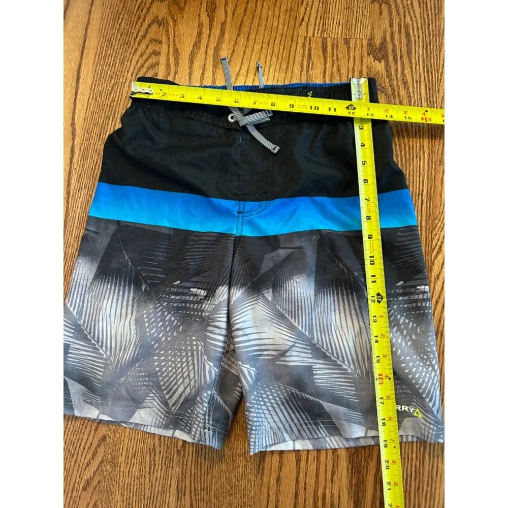 Gerry Swim Trunks Youth Boys Shorts size L14-16  Black\Blue\Grey Back Packet